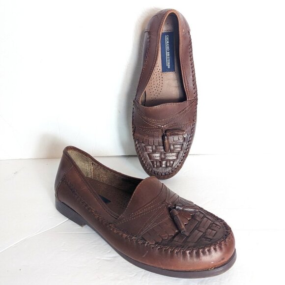 Giorgio Brutini Bartell Loafer Size 9 Wide Tassel Woven Comfort Leather Shoe - Picture 2 of 9